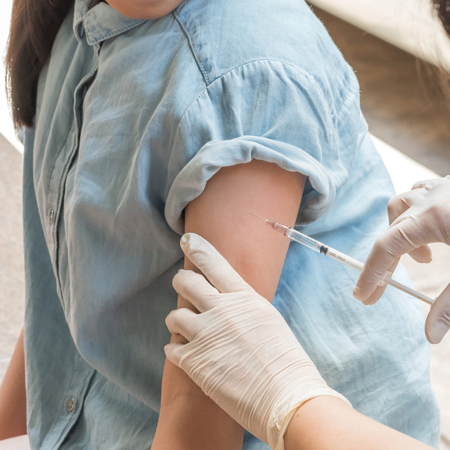 Immunization and vaccination for prevention for young child girl